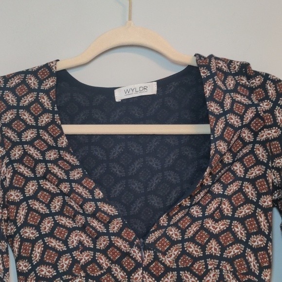 WYLDR Revolve Brand Geometric Long Sleeve‎ V Neck Romper Playsuit Extra Small - Picture 3 of 15